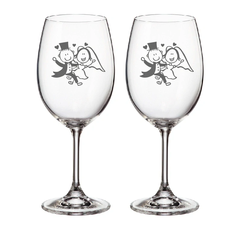 Duo svatební skleničky pískované s kamínkami Swarovski