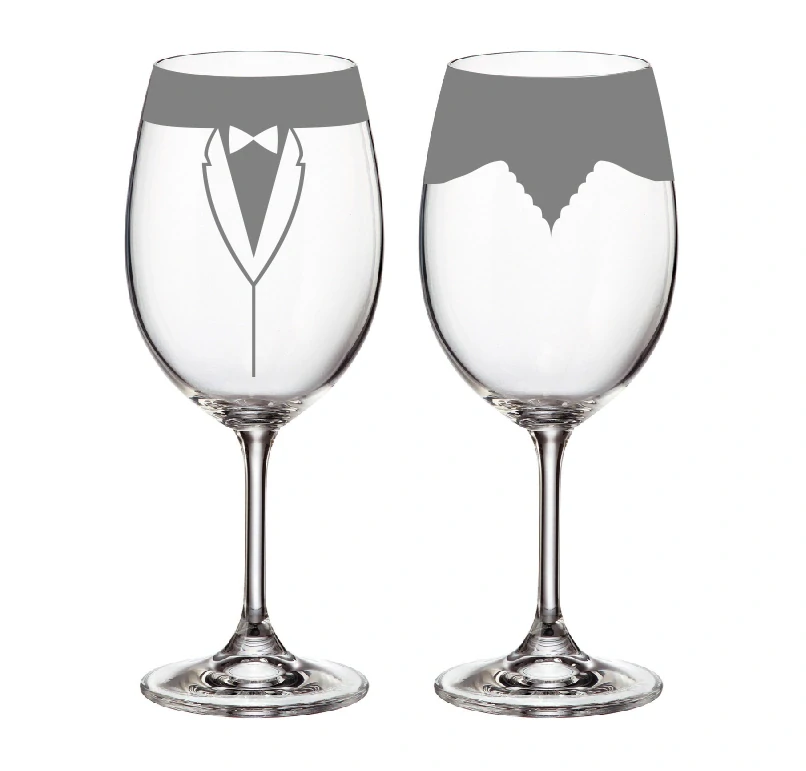 Duo svatební skleničky pískované s kamínkami Swarovski