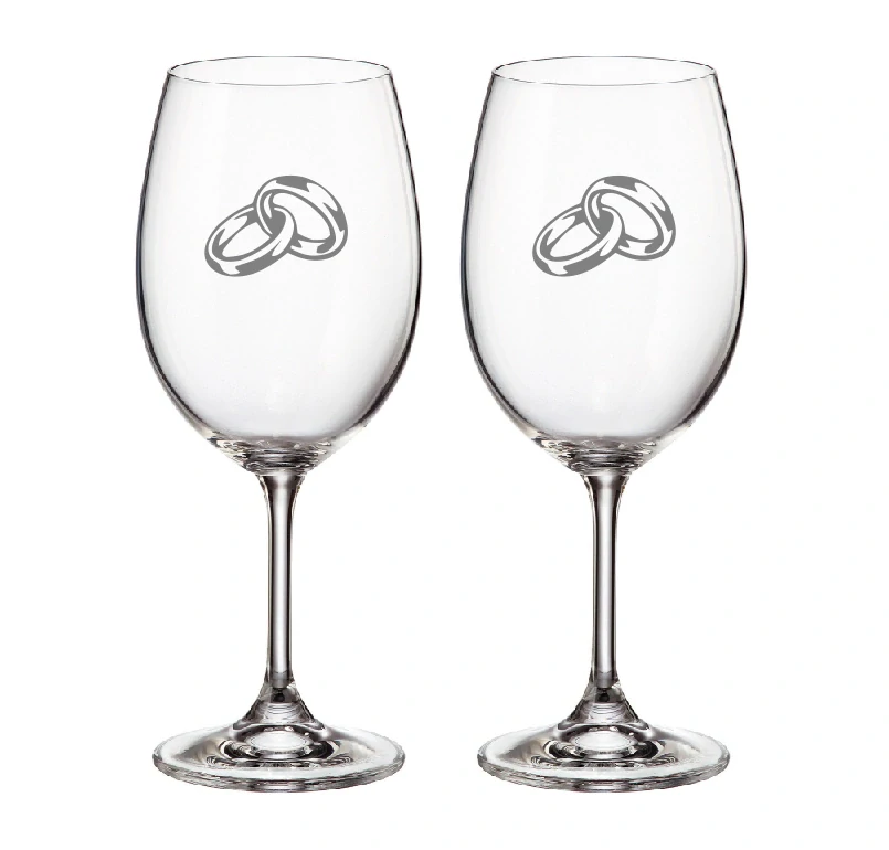 Duo svatební skleničky pískované s kamínkami Swarovski