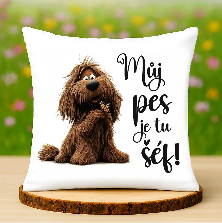 Polštář Můj pes je tu šéf