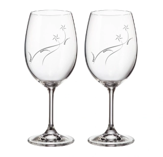 Duo pískované skleničky s kmínkami Swarovski