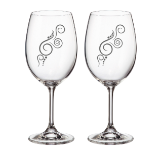 Duo skleničky pískované s kamínkami Swarovski