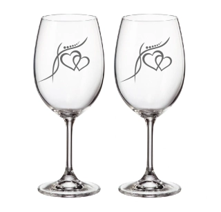 Duo skleničky pískované s kamínkami Swarovski