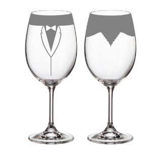 Duo svatební skleničky pískované s kamínkami Swarovski