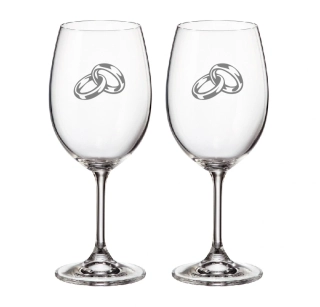 Duo svatební skleničky pískované s kamínkami Swarovski