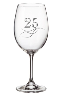 Pískovaná sklenička s číslem 25 a kamínkami Swarovski