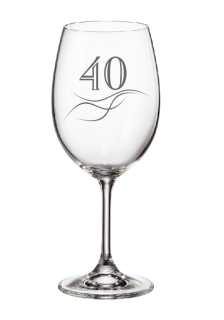 Pískovaná sklenička s číslem 40 a kamínkami Swarovski