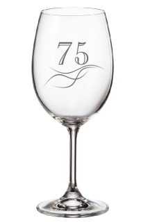 Pískovaná sklenička s číslem 75