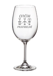 Pískovaná sklenička Cvičím