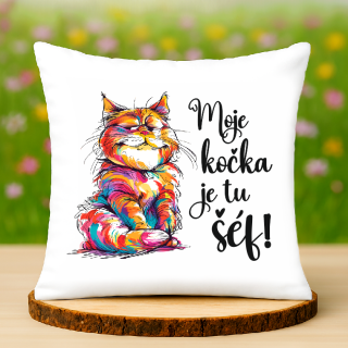 Polštář Moje kočka je tu šéf