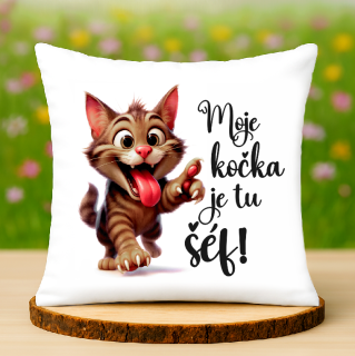 Polštář Moje kočka je tu šéf